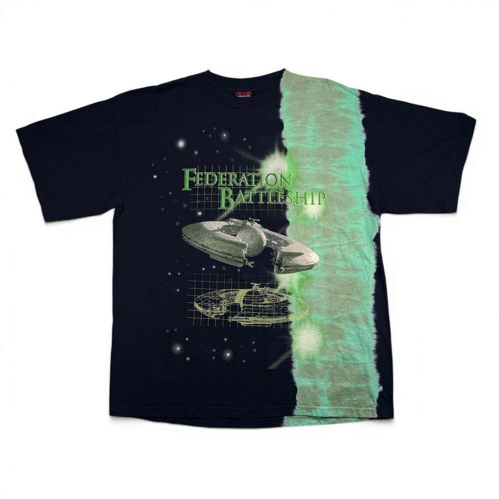 Vintage 1999 Star Wars Episode 1 Federation Battleship Tie Dye T-Shirt XL